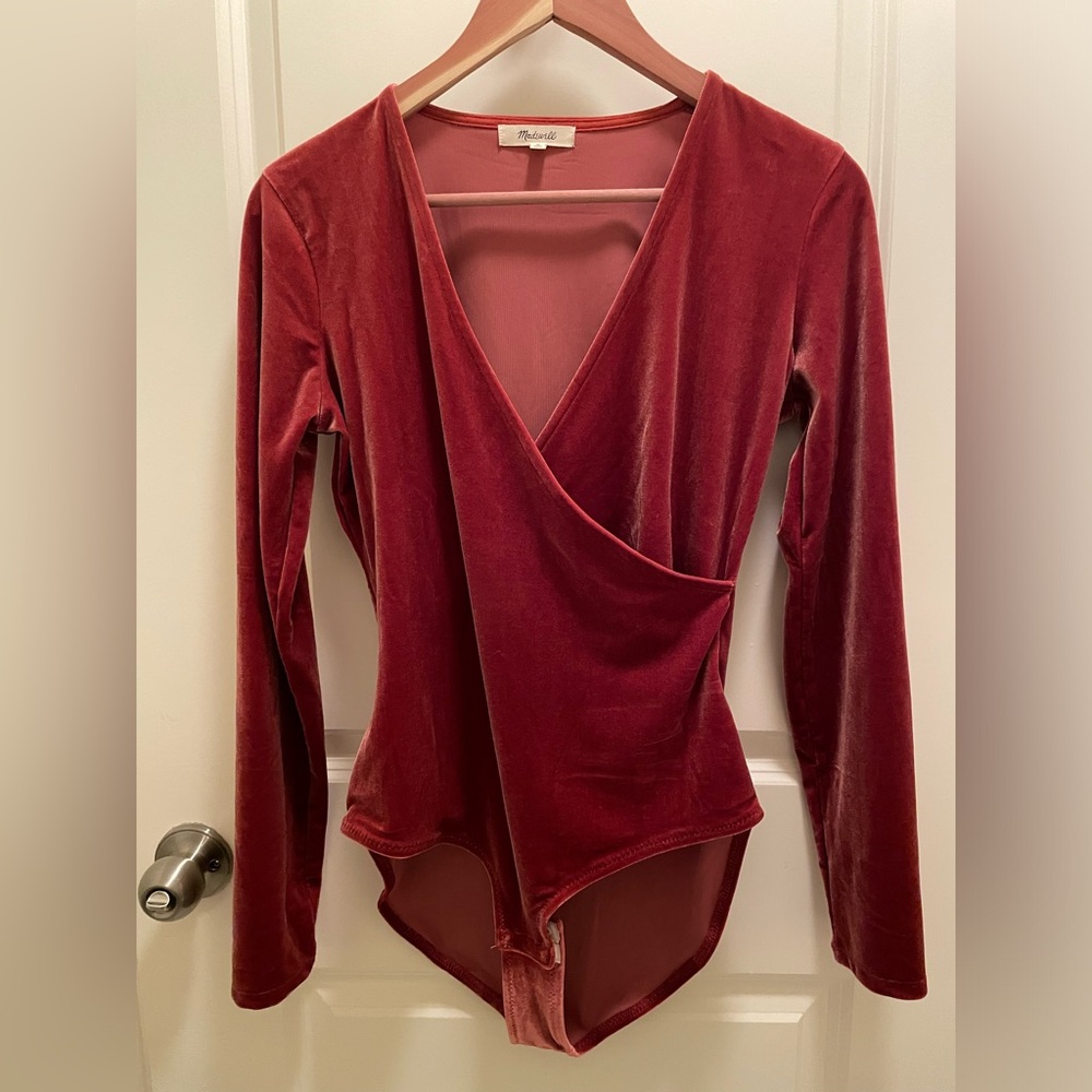 Madewell Velvet Terracotta Bodysuit - Medium